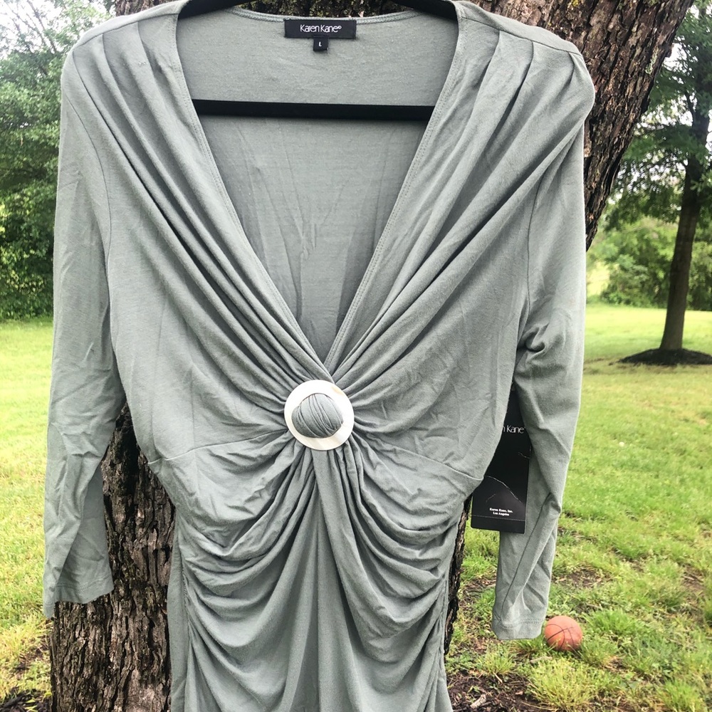 Karen Kane cinch blouse with knot.